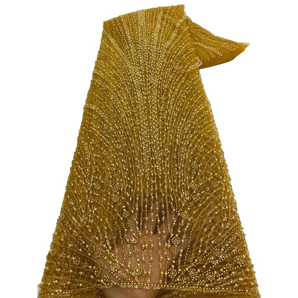 African Various Lace Fabric – Premium Handmade Beaded Embroidery for Elegant Dresses - Free Delivery Worldwide only at Flexi Africa