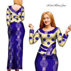 Elegant 2PC African Skirt and Top Set – Long Sleeve Blouse and Matching Maxi Skirt for Women - Free Delivery Worldwide only at Flexi Africa