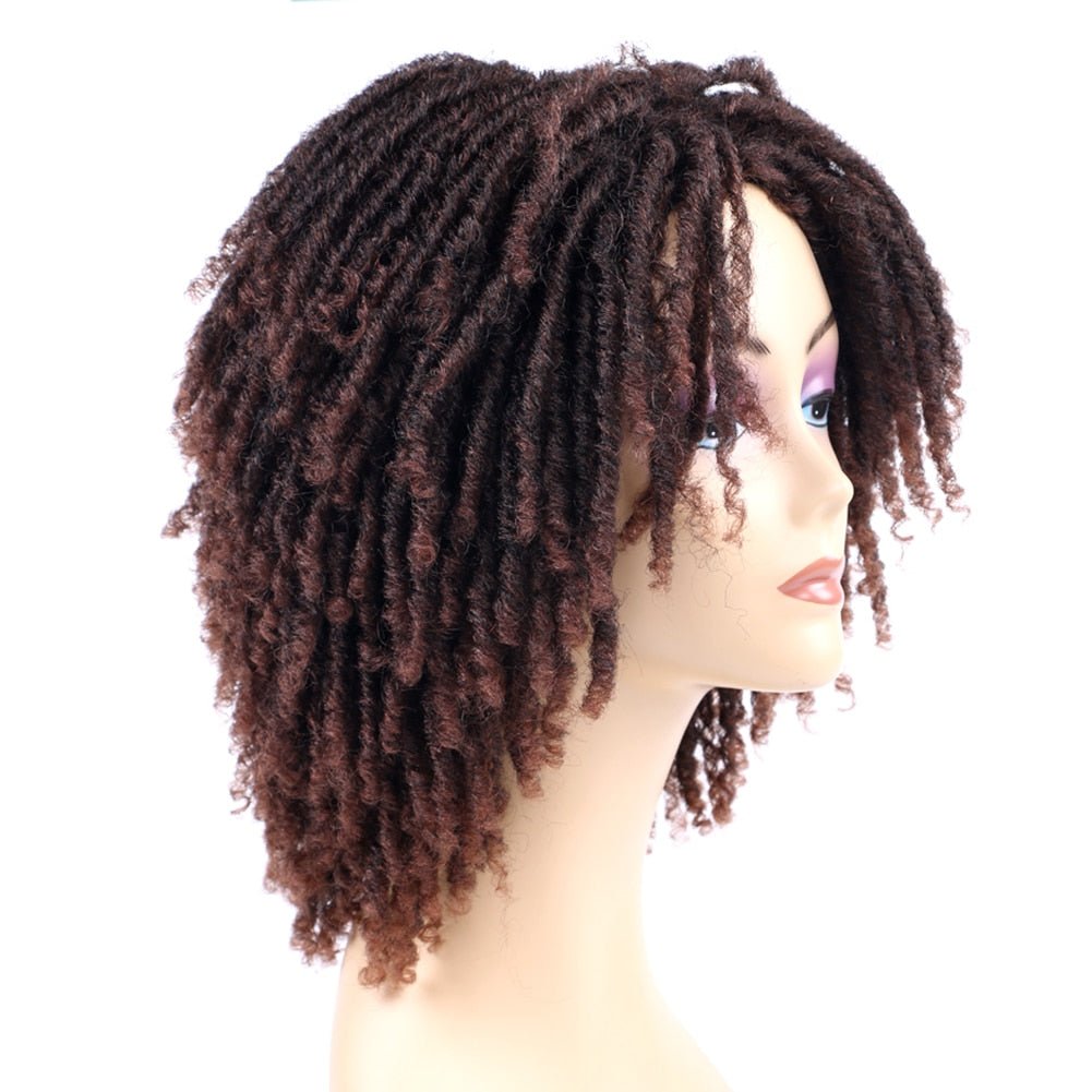 10" Braided Wigs Afro Bob Wig Synthetic Dreadlock Wigs Short Curly - Flexi Africa - Flexi Africa offers Free Delivery Worldwide - Vibrant African traditional clothing showcasing bold prints and intricate designs