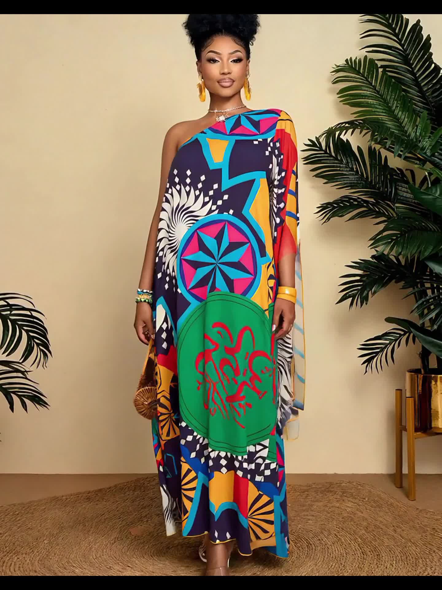 Buy Plus Size Women’s Summer Dress – South African Starry Sky and Sun Element Print for only $19.50 at Flexi Africa!