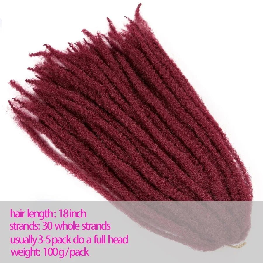 18" Afro Kinky Braiding Hair Synthetic Crochet Marly Braids Extensions 30 Strands Burgundy Black Ombre - Flexi Africa