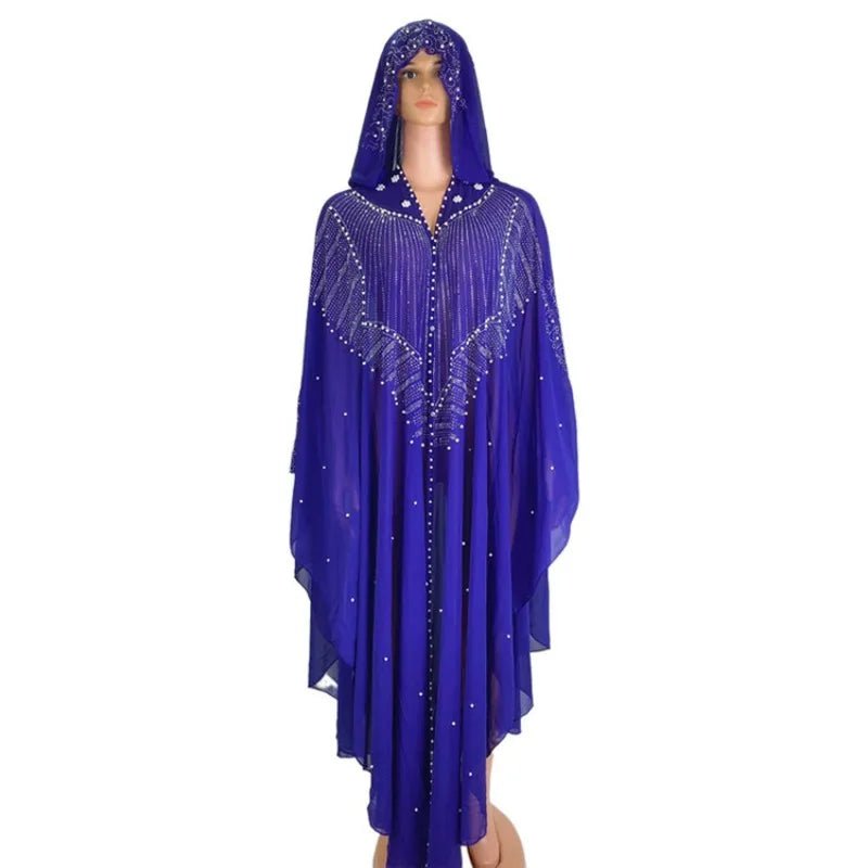 2022 New Muslim Robes Ladies Abaya African Dresses for Women Summer Chiffon Pearl Long Maxi Dress Traditional Clothing Plus Size - Free Delivery Worldwide only at Flexi Africa