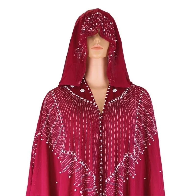 2022 New Muslim Robes Ladies Abaya African Dresses for Women Summer Chiffon Pearl Long Maxi Dress Traditional Clothing Plus Size - Free Delivery Worldwide only at Flexi Africa