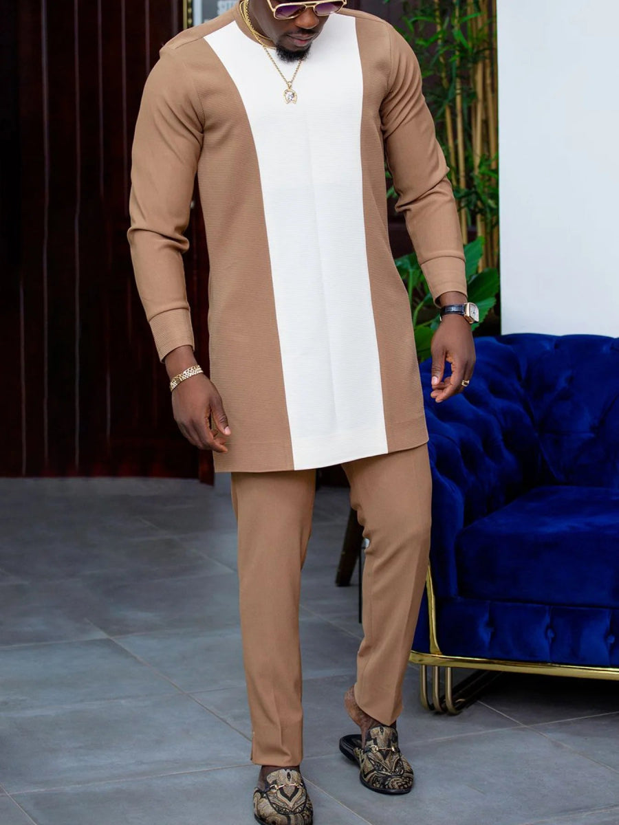 Men Traditional Outfit 2 Piece Sets High Quality Fashion Shirts and Pants Africa Clothes Costumes - Free Delivery Worldwide