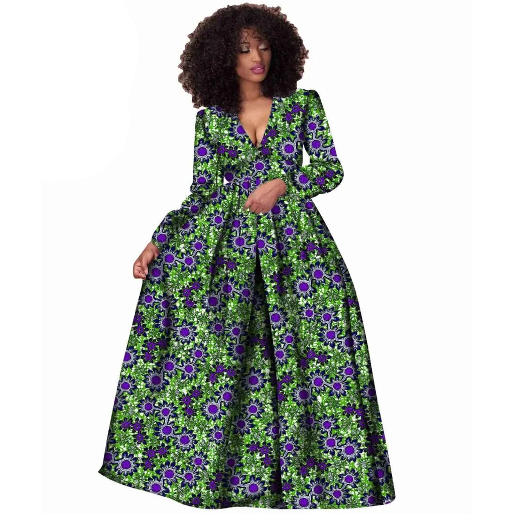 2026African Women Dress Ankara Print Pure Cotton Bazin Riche New Style Dress African Fabric Dashiki Outfits Maxi Dress S1825021 - Free Delivery Worldwide only at Flexi Africa