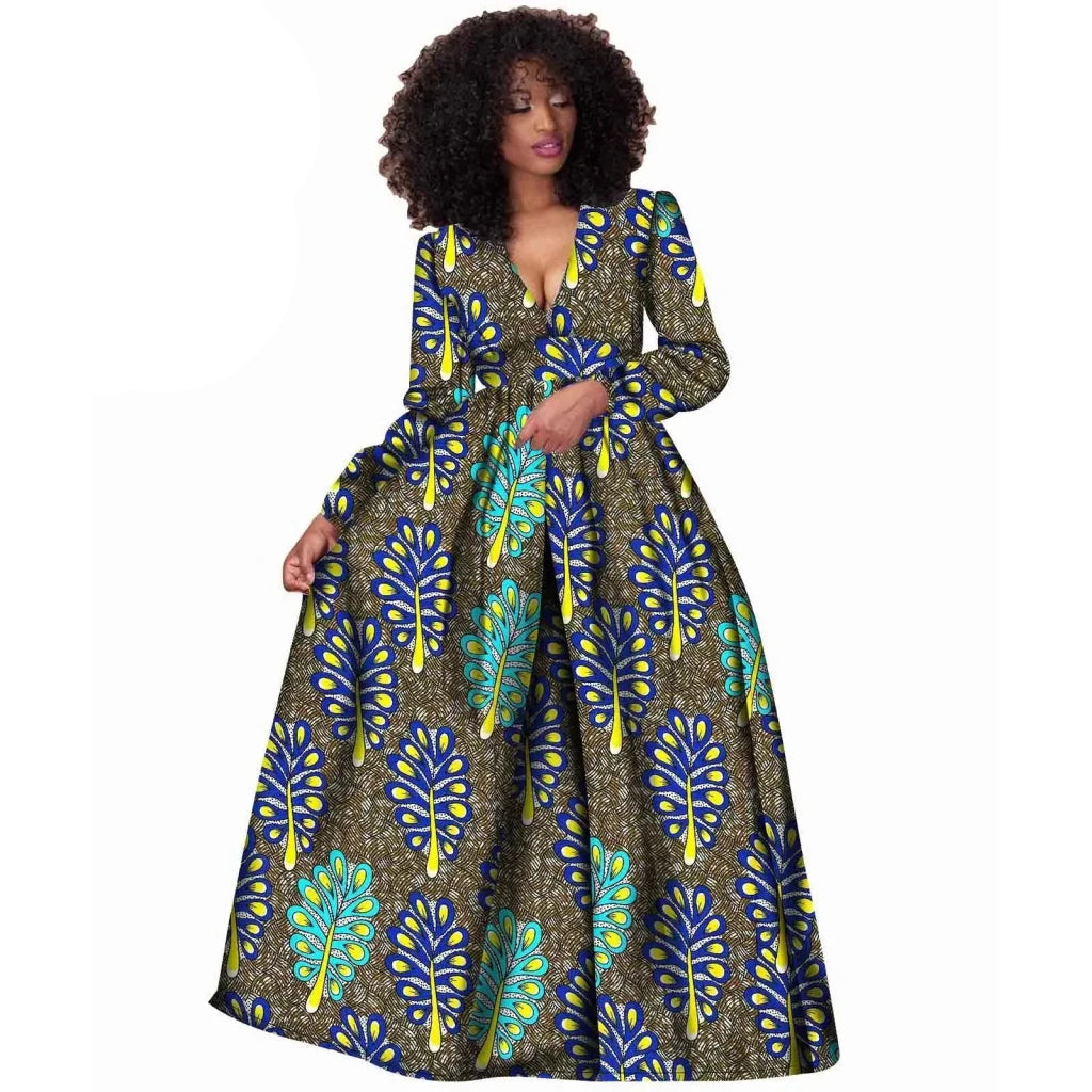 2026African Women Dress Ankara Print Pure Cotton Bazin Riche New Style Dress African Fabric Dashiki Outfits Maxi Dress S1825021 - Free Delivery Worldwide only at Flexi Africa