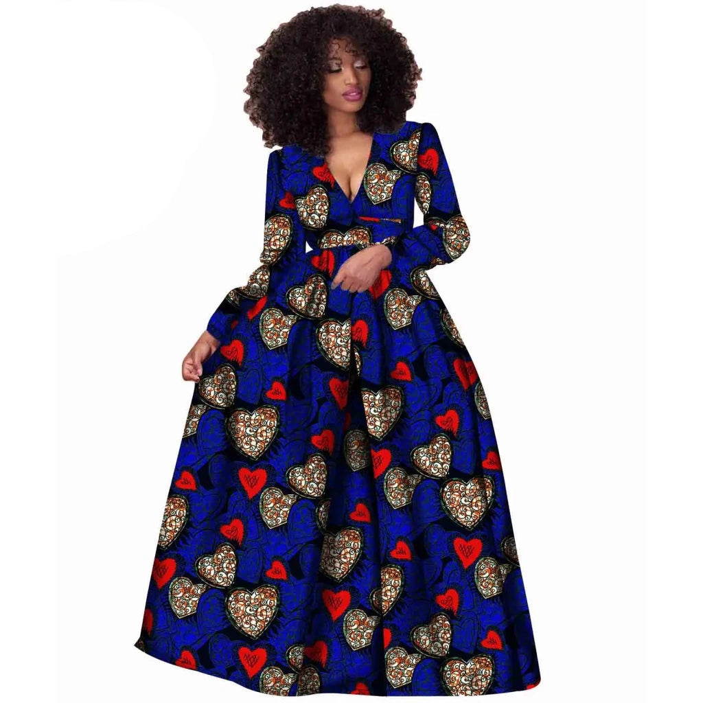2026African Women Dress Ankara Print Pure Cotton Bazin Riche New Style Dress African Fabric Dashiki Outfits Maxi Dress S1825021 - Free Delivery Worldwide only at Flexi Africa
