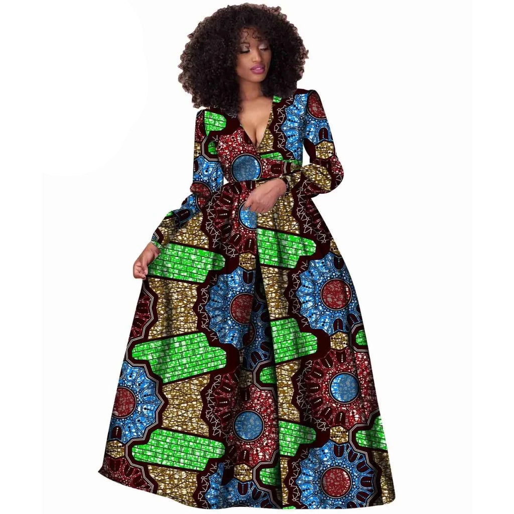 2026African Women Dress Ankara Print Pure Cotton Bazin Riche New Style Dress African Fabric Dashiki Outfits Maxi Dress S1825021 - Free Delivery Worldwide only at Flexi Africa