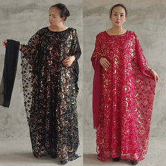 3PCS African Dresses for Women Muslim Sequins Flower Abaya Kaftan Moroccan Caftan Dashiki Robe Ankara Traditional Boubou Dress - Free Delivery Worldwide only at Flexi Africa