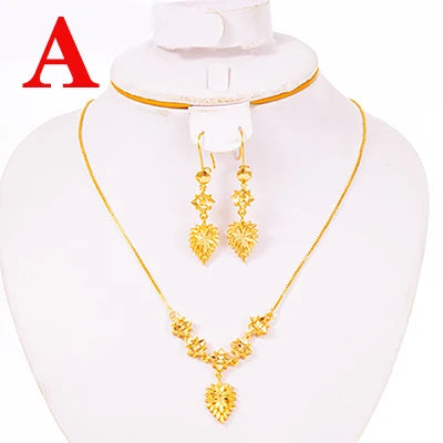 Buy 18K Gold Color Ethiopian Jewellery Set for Women – Heart Necklace & Earrings, African for only $7.28 at Flexi Africa!