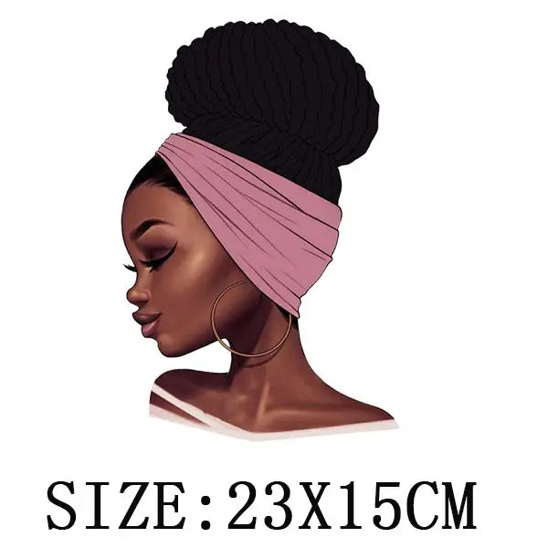 Beautiful African Lady Iron - On Thermo Transfer Patch - Washable DIY Applique for Clothing - Free Delivery Worldwide only at Flexi Africa