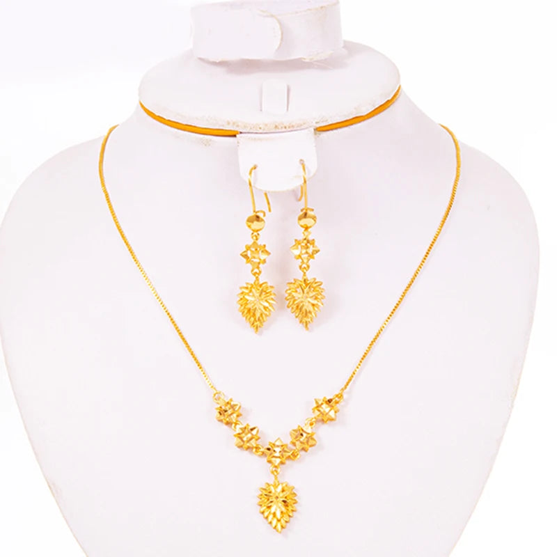 Buy 18K Gold Color Ethiopian Jewellery Set for Women – Heart Necklace & Earrings, African for only $7.28 at Flexi Africa!