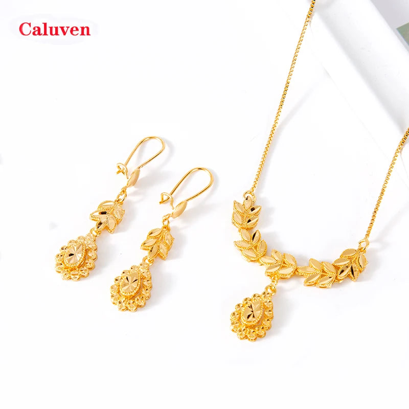 Buy 18K Gold Color Ethiopian Jewellery Set for Women – Heart Necklace & Earrings, African for only $7.28 at Flexi Africa!