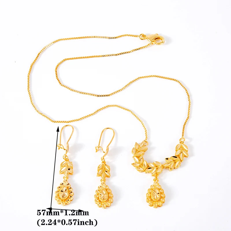 Buy 18K Gold Color Ethiopian Jewellery Set for Women – Heart Necklace & Earrings, African for only $7.28 at Flexi Africa!