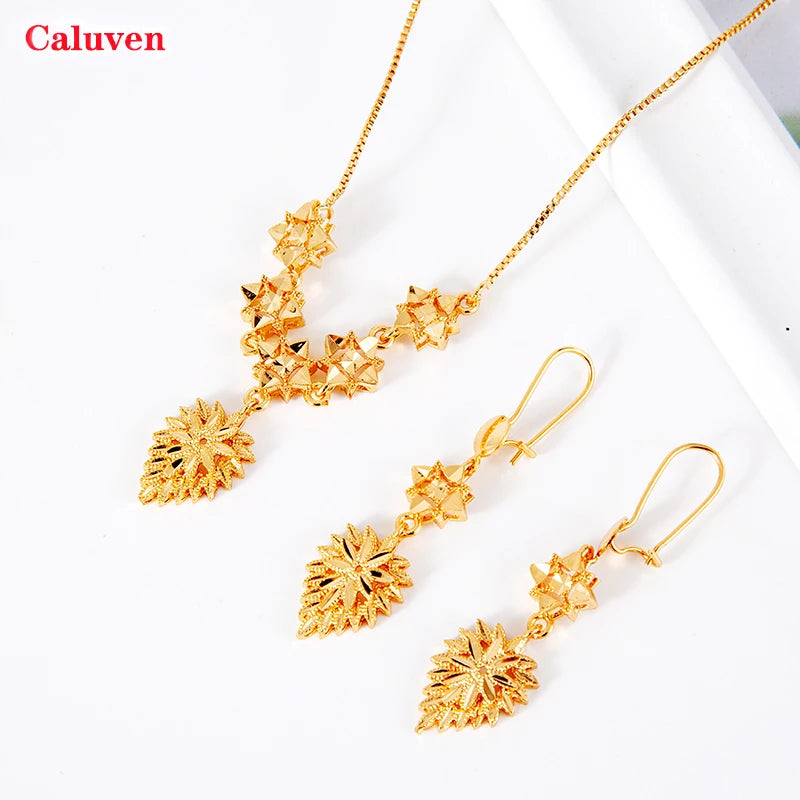 Buy 18K Gold Color Ethiopian Jewellery Set for Women – Heart Necklace & Earrings, African for only $7.28 at Flexi Africa!