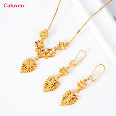 Buy 18K Gold Color Ethiopian Jewellery Set for Women – Heart Necklace & Earrings, African for only $7.28 at Flexi Africa!