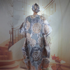 African Women’s 2PC Dress Set with Matching Headscarf – Ethnic Wear