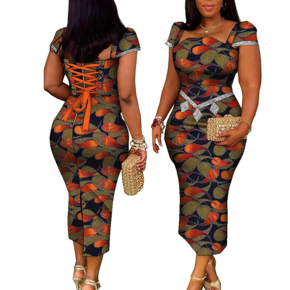 African Wax Print Summer Gown for Women – Elegant Ankara Bandage Dress