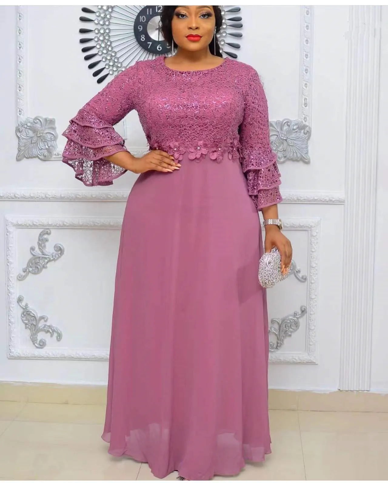 Buy Plus Size African Party Dresses for Women New Fashion Dashiki Lace Wedding Gowns Elegant Maxi Dress for only $40.01