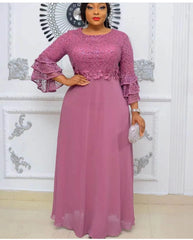 Buy Plus Size African Party Dresses for Women New Fashion Dashiki Lace Wedding Gowns Elegant Maxi Dress for only $40.01