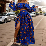 Buy African National Style Women’s Set – Off-Shoulder Long Sleeve Top & Split Maxi Skirt for only $19.02 at Flexi Africa!