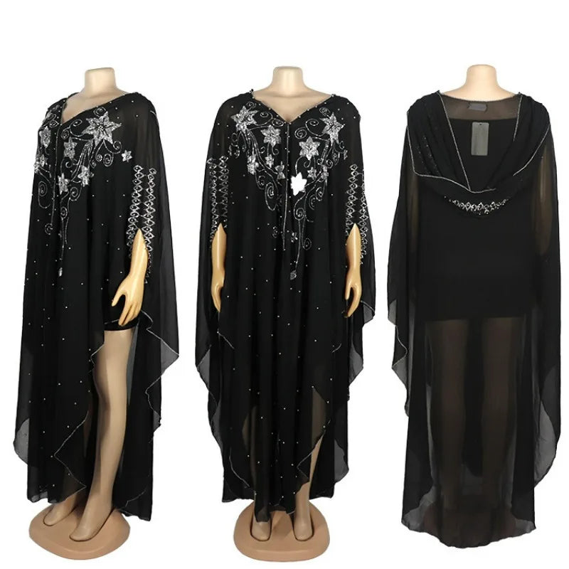 2022 New Muslim Robes Ladies Abaya African Dresses for Women Summer Chiffon Pearl Long Maxi Dress Traditional Clothing Plus Size - Free Delivery Worldwide only at Flexi Africa