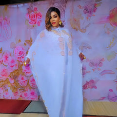 Elegant Two-Piece Chiffon African Dress with Rhinestone Detailing