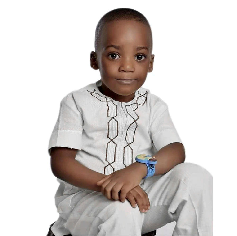 Buy Shirt Pants 2PC Set For Kids Boys African Children Short Sleeve Top Trouser Suit Robe for only $22.12 at Flexi Africa!