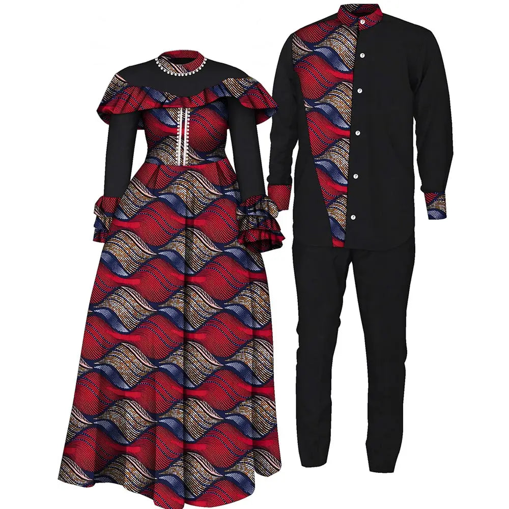 Women’s Printed Dress with Matching Men’s Suit for Weddings, Parties & Special Occasions for only $65.66 at Flexi Africa!