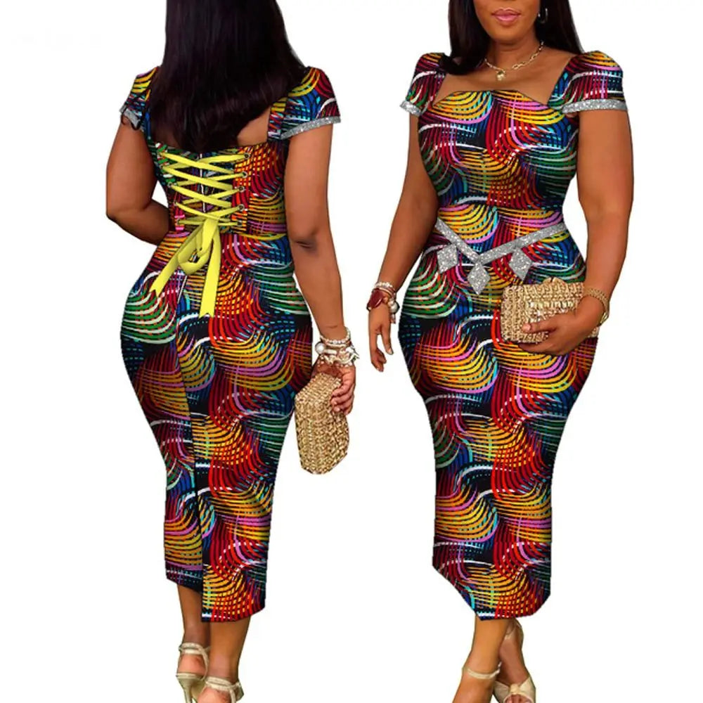 African Wax Print Summer Gown for Women – Elegant Ankara Bandage Dress