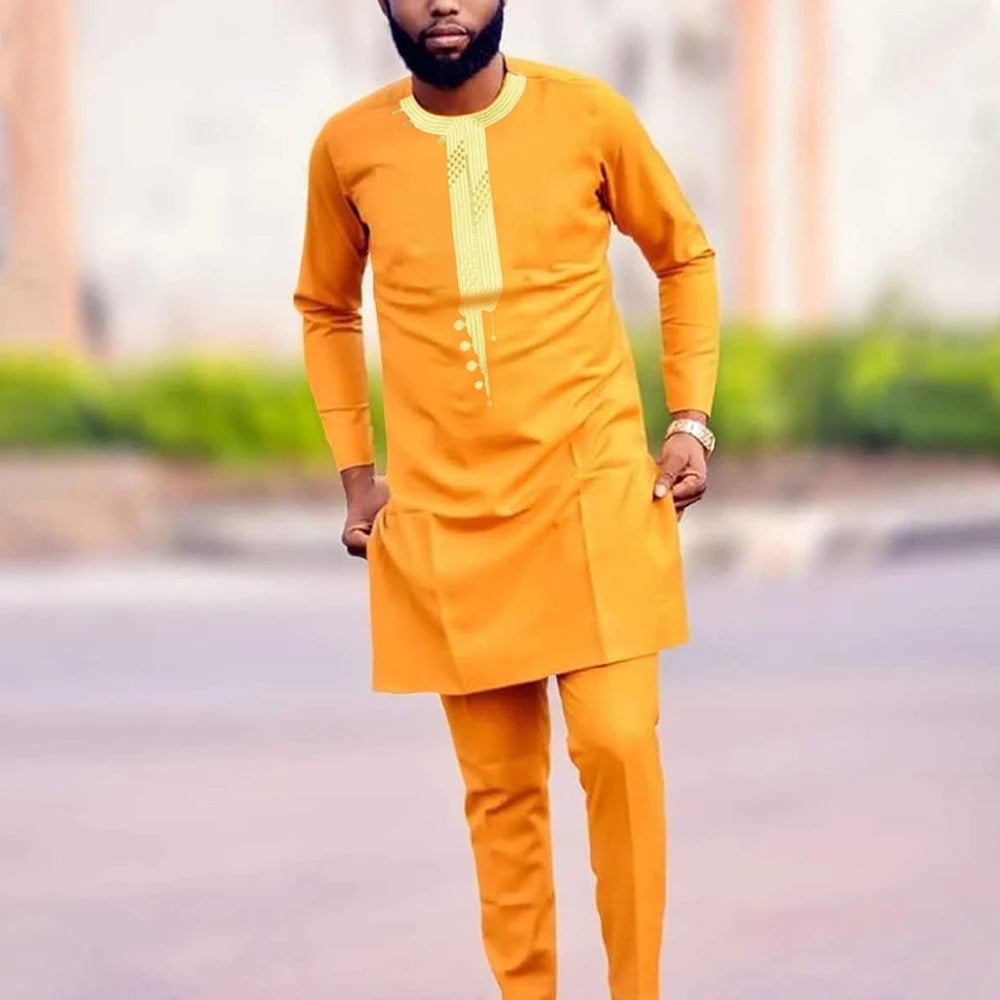 Buy African Dashiki Outfit Mens Embroidered Shirt Pants 2PC Suit Men Fashion Sets Clothing for only $41.99 at Flexi Africa