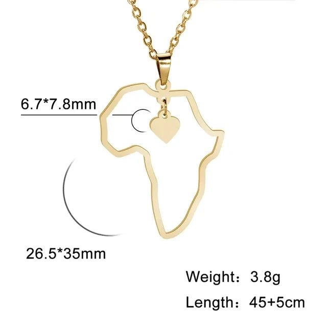 Africa Map Lion Elephant Monkey Giraffe Pendant Necklaces Stainless Steel Animal Chain Choker African Jewelry - Flexi Africa