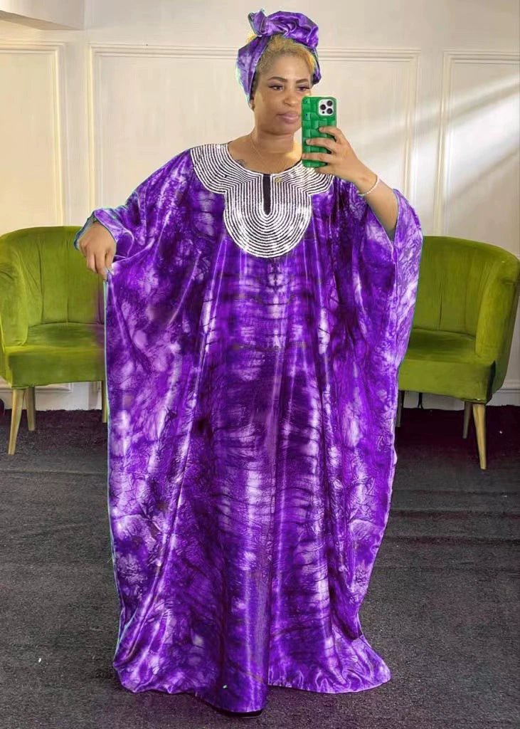 Africa Women Loose Robe Dress With Head Scarf - Free Delivery Worldwide only at Flexi Africa