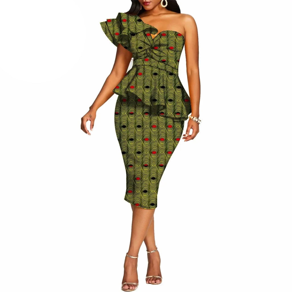 African 2 Piece Set for Women Crop Top + Print Skrit Set Ankara Clothing Dashiki Outfits Blouse Shirt Midi Skirt Casual S1926100 - Free Delivery Worldwide only at Flexi Africa
