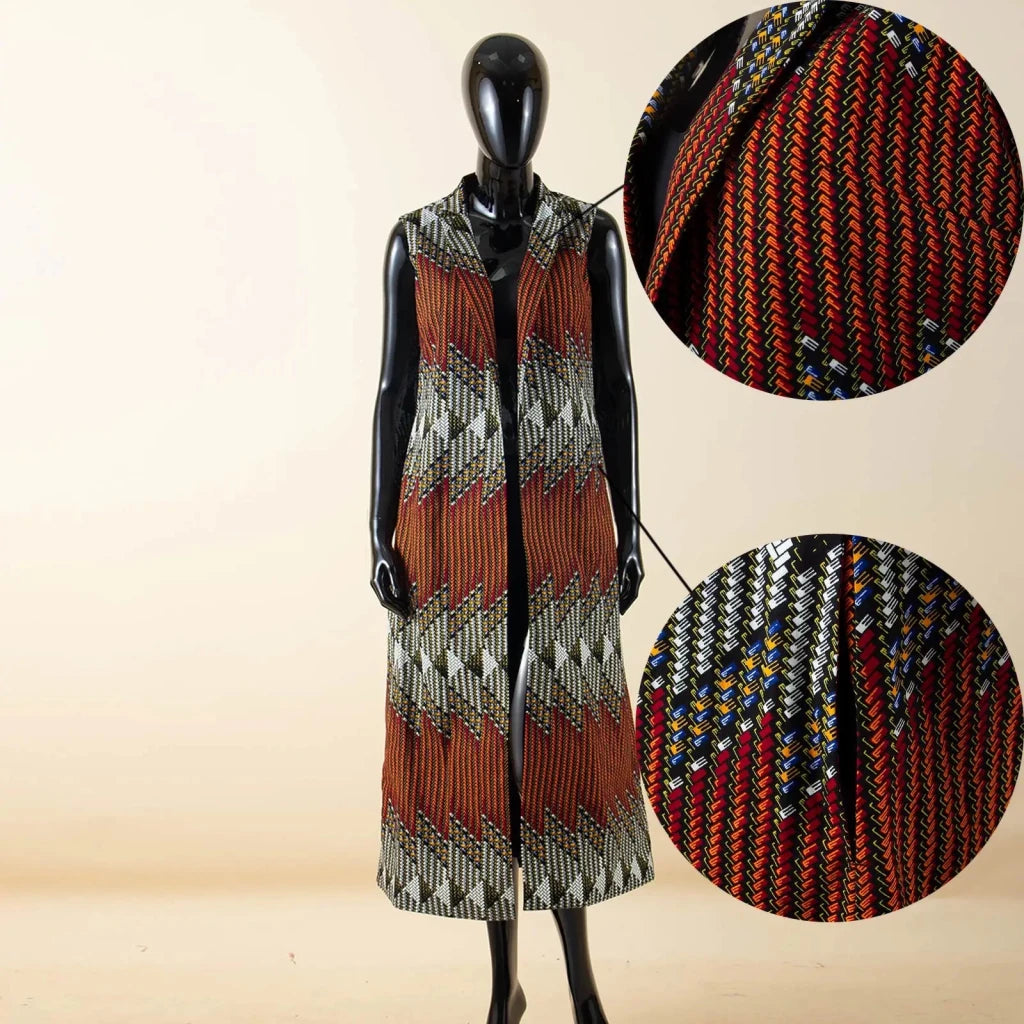 African Ankara Long Vest – Dashiki Cotton Mother Daughter Matching Outfit - Free Delivery Worldwide only at Flexi Africa