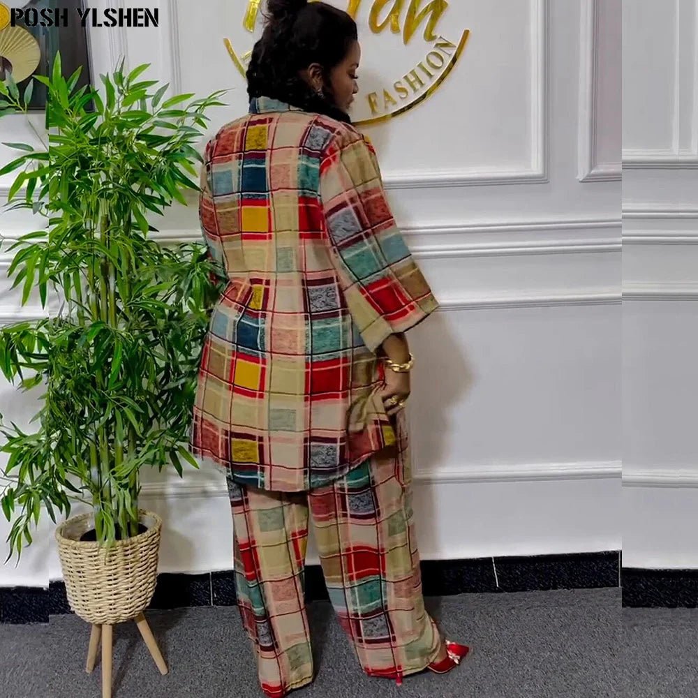 African Ankara Women’s 2PC Set – Matching Pants and Top, Plus Size Elegant Outfit - Free Delivery Worldwide only at Flexi Africa