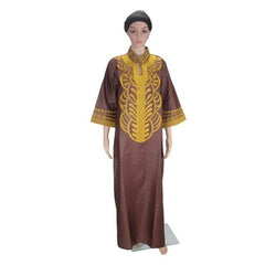 African Bazin Embroidery Long Dress Soft Material Traditional Clothing - Free Delivery Worldwide only at Flexi Africa