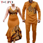 African Clothes for Couple Print Long Dresses for Women Dashiki Men Outfits Shirts and Pants 2 Piece Sets for Wedding A21C005 - Free Delivery Worldwide only at Flexi Africa