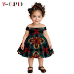 African Clothes for Kids Girls – Ankara Print Slash Neck Party Dress with Bow Headband - Free Delivery Worldwide only at Flexi Africa