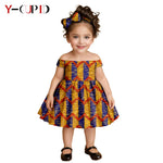 African Clothes for Kids Girls – Ankara Print Slash Neck Party Dress with Bow Headband - Free Delivery Worldwide only at Flexi Africa