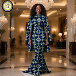 African Clothes for Women 2PC Set – Single Breasted Jacket and Zipper Maxi Dress Ankara Print Outfit - Free Delivery Worldwide only at Flexi Africa