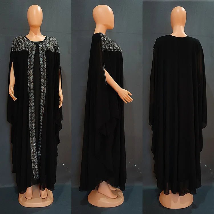African Clothing for Women – Dashiki Chiffon Long Dress & Robe 2PC Set - Free Delivery Worldwide only at Flexi Africa