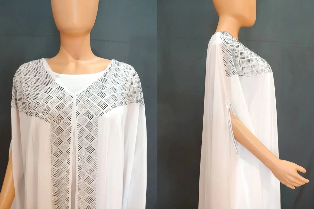 African Clothing for Women – Dashiki Chiffon Long Dress & Robe 2PC Set - Free Delivery Worldwide only at Flexi Africa