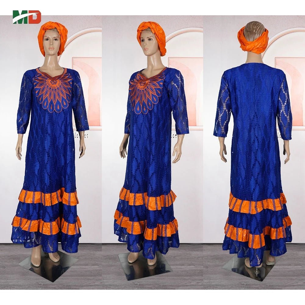 African Clothing for Women – Traditional Plus Size Floral Embroidered Dress - Free Delivery Worldwide only at Flexi Africa