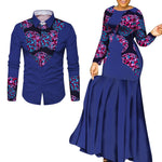 African Couple Matching Outfits – Elegant Lovers’ Traditional Clothing Set, Men’s Shirt & Women’s Long Maxi Dress - Free Delivery Worldwide only at Flexi Africa
