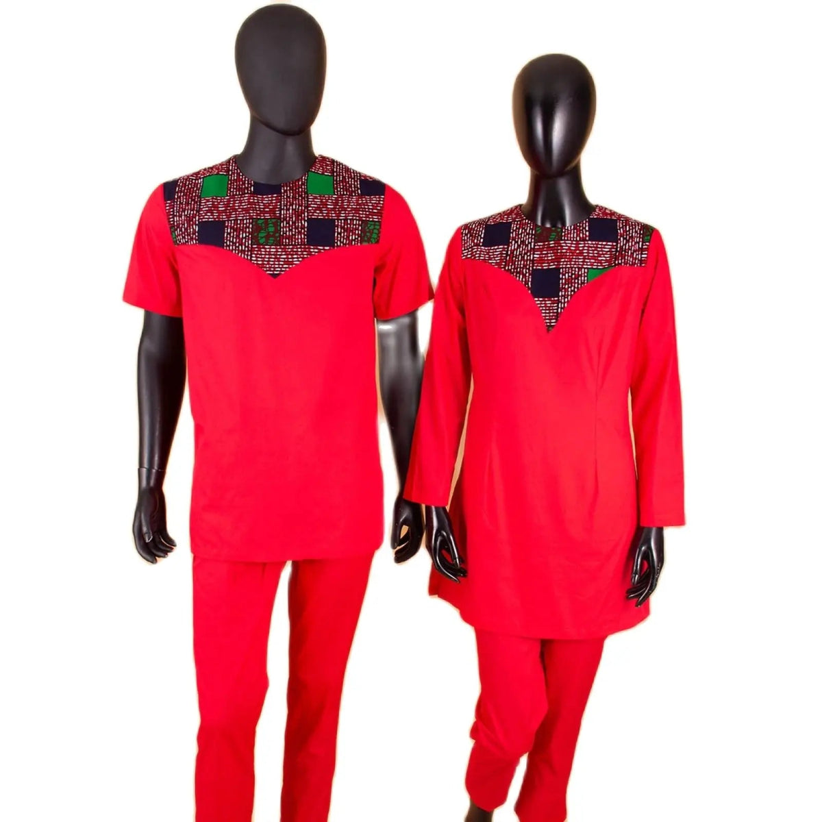 African Couples Matching Clothes – Handmade Bazin Riche Ankara Print for Women and Men - Free Delivery Worldwide only at Flexi Africa
