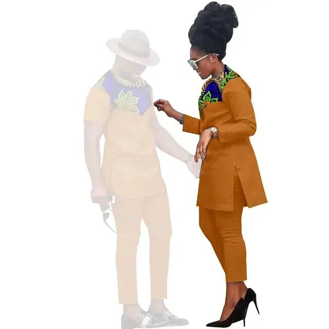 African Couples Matching Clothes – Handmade Bazin Riche Ankara Print for Women and Men - Free Delivery Worldwide only at Flexi Africa