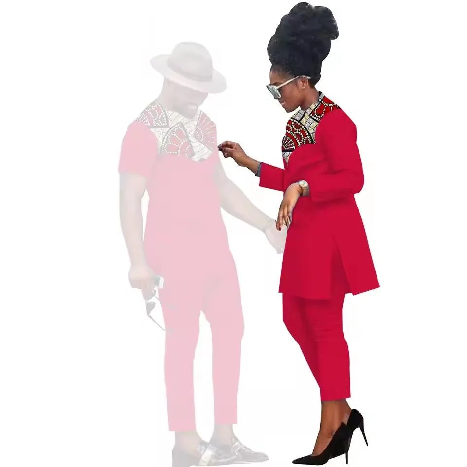 African Couples Matching Clothes – Handmade Bazin Riche Ankara Print for Women and Men - Free Delivery Worldwide only at Flexi Africa