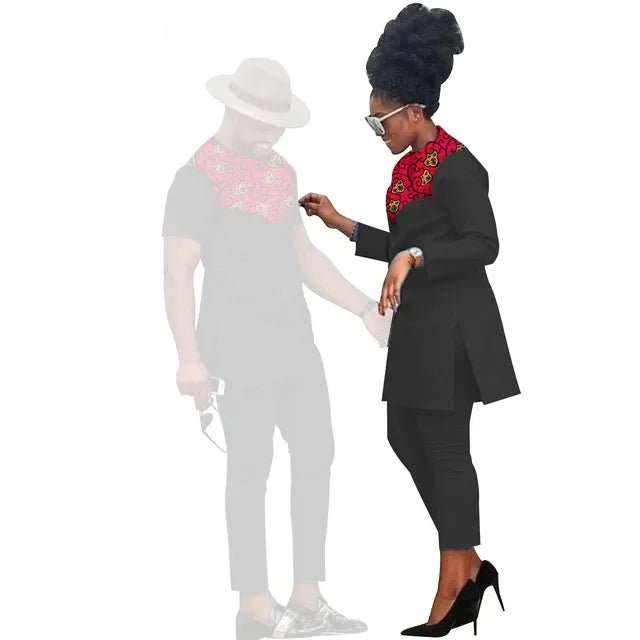 African Couples Matching Clothes – Handmade Bazin Riche Ankara Print for Women and Men - Free Delivery Worldwide only at Flexi Africa