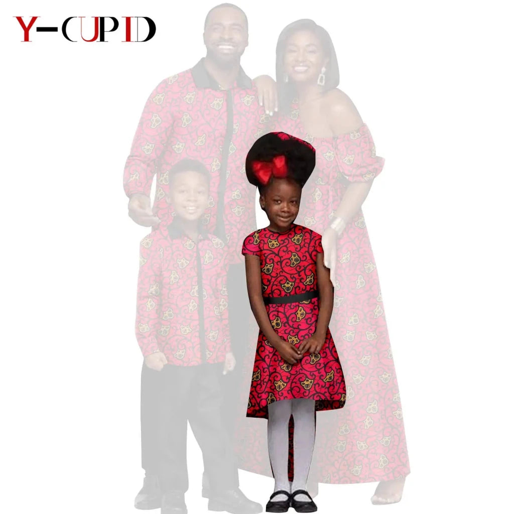 African Dashiki Family Set – Matching Dresses for Women & Girls with Men & Boys Top and Pants - Free Delivery Worldwide only at Flexi Africa